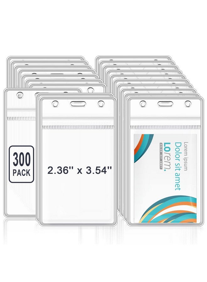 Marspark 300 Pieces Vertical Badge Holders Id Card Name Badge Holder Clear Plastic Name Badge Id Card Holders Transparent Pvc Sleeve Cover For School Office Waterproof Resealable Zip Name Badge Inserts - Image 1