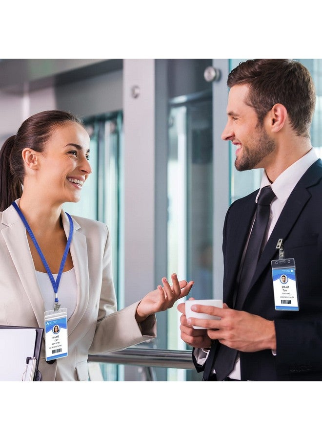 Marspark 300 Pieces Vertical Badge Holders Id Card Name Badge Holder Clear Plastic Name Badge Id Card Holders Transparent Pvc Sleeve Cover For School Office Waterproof Resealable Zip Name Badge Inserts - Image 2