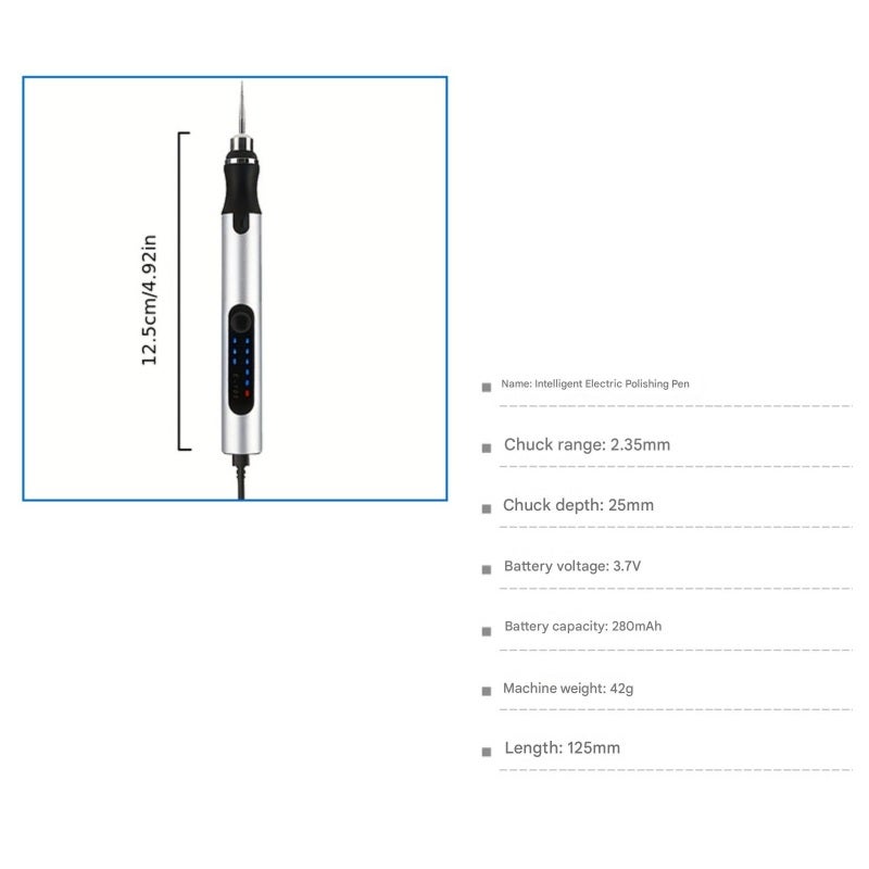 Rechargeable Engraving Pen: Rose Gold, 3-Speed Adjustable (5000/10000/18000 RPM) - Dual-Use Power, Micro Engraver for DIY Jewelry, Metal Glass Egg Carving - Image 5