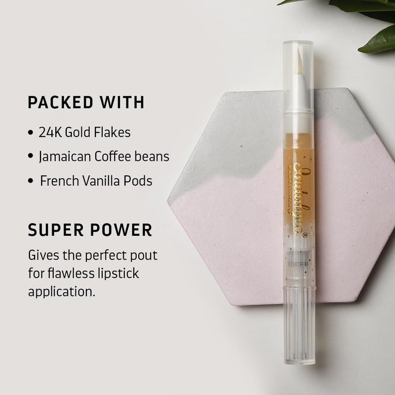 Indulgeo ESSENTIALS زيت الشفاه 24 قيراط من إندولجيو إيسينشالز بوات إت 35 مل - حل طبيعي لشفاه ممتلئة ومشرقة يخفف جفاف الشفاه مع رقائق الذهب 24 قيراط وزيت القرفة وحبوب القهوة الجامايكية - Image 3