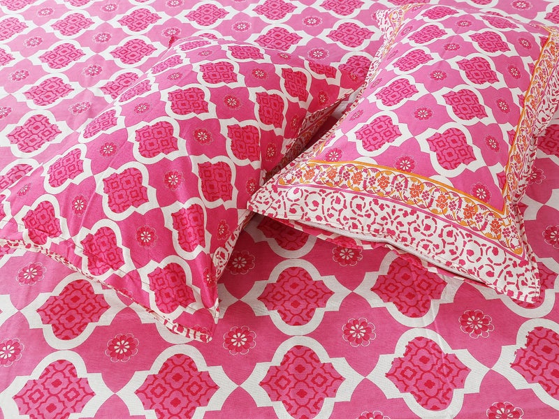 Braise Premium 100% Pure Cotton | Double Bedsheet | Medium Size 70 x 100 inch with 2 Pillow Covers - SANS7001 (Pink) - Image 2