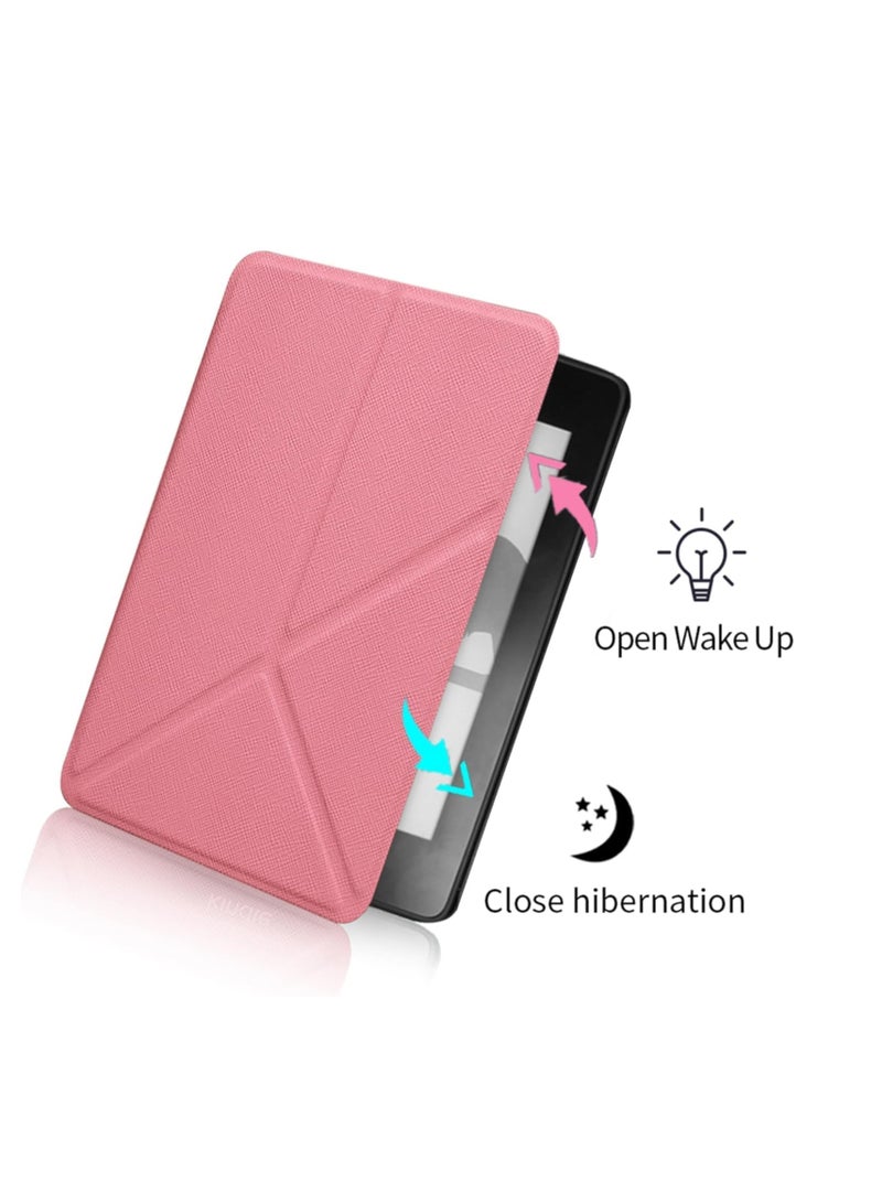 Kindle Paperwhite 11th Generation Case, 6.8-inch Flip Cover with Auto Wake/Sleep, Multi-Viewing Angles Stand, Compatible with Signature Edition (Pink)