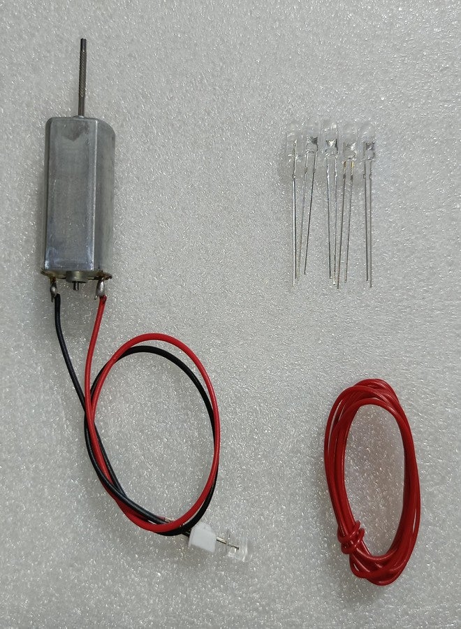 Lampion Electronics محرك دينامو إلكتروني من لامبيون (قطعة واحدة) مولد تيار مستمر 3-5 فولت، مناسب لمشاريع وتجارب العلوم المدرسية، لون فضي، 5 مصابيح LED خضراء وسلك توصيل بطول متر واحد - Image 1