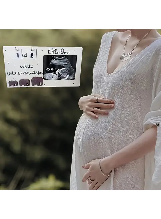 إطار صورة تذكاري من الخشب الأبيض العتيق على شكل ثلاثة أفيال صغيرة زينة حائط - Image 4