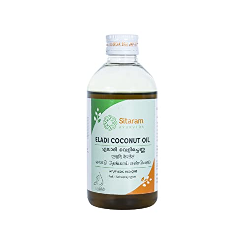 Sitaram Ayurveda Eladi Coconut Oil | Ayurvedic Face & Body Massage with Cardamom & Turmeric | Supports Radiance, Softness & Hydration | Helps Soothe Dryness, Itching & Acne-Prone Areas | 200 ml - Image 1