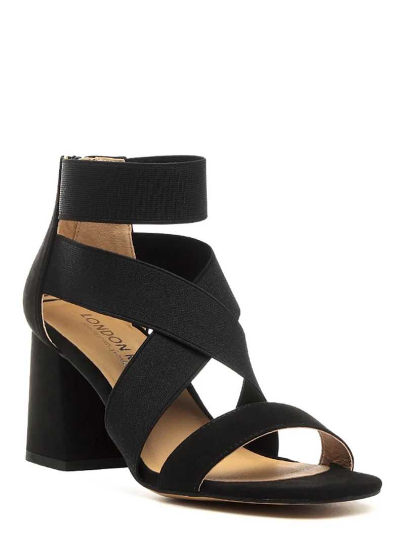 London Rag Black Recycled Micro Suede Block Sandals