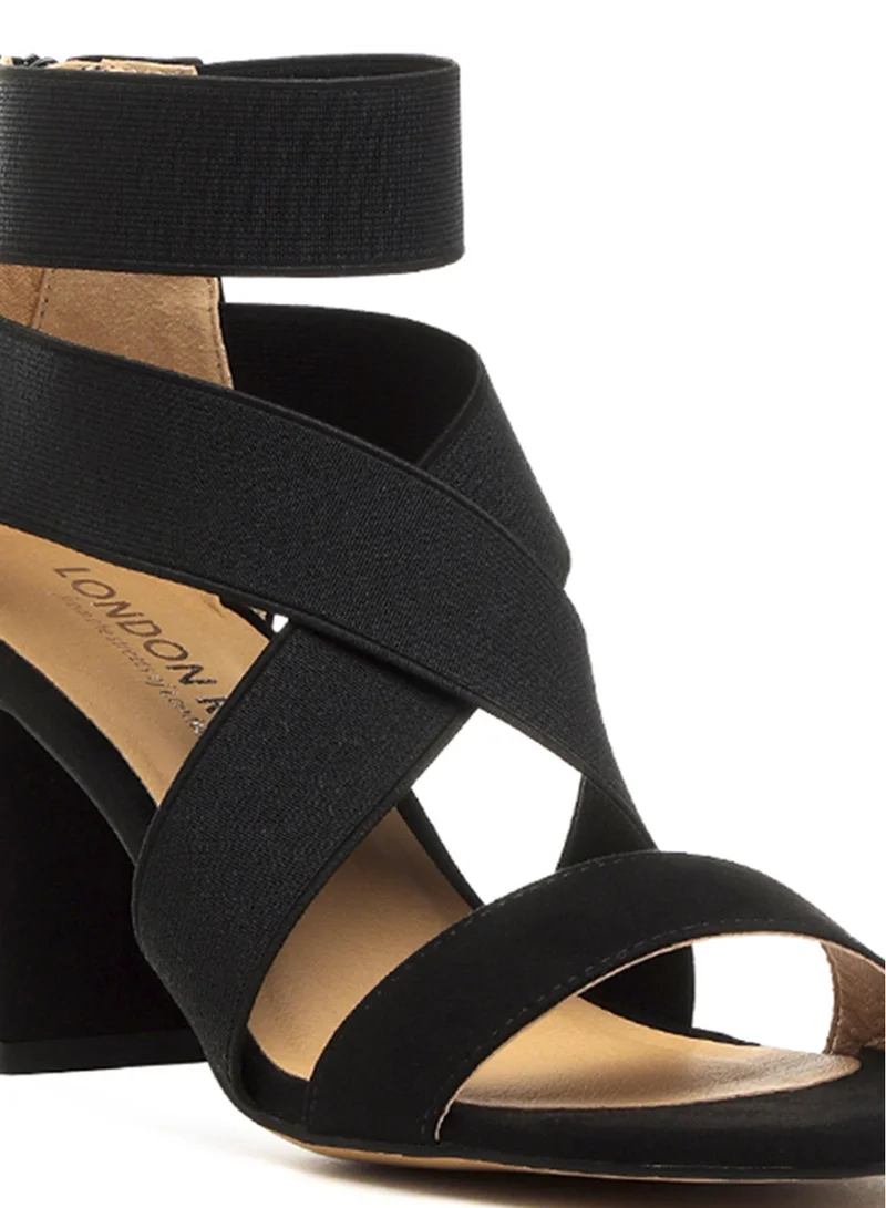 London Rag Black Recycled Micro Suede Block Sandals