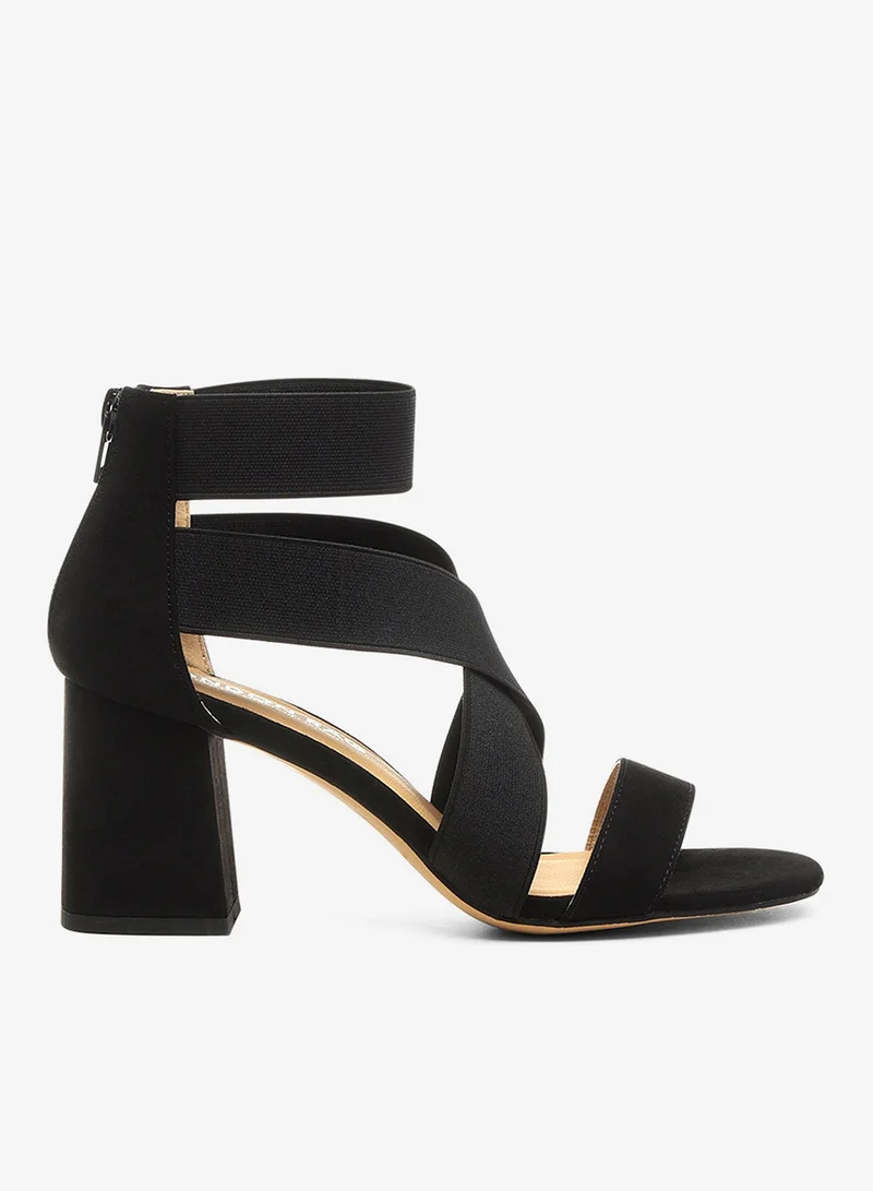 Black Recycled Micro Suede Block Sandals
