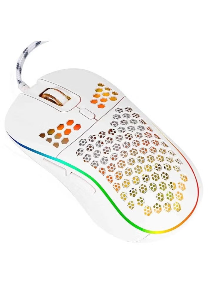 Wired Gaming Mouse with Adjustable DPI up to 7200, RGB Backlit – Lightweight and Ergonomic USB Computer Mouse with High-Precision Optical Sensor for PC, Mac, and Laptop – White - Image 1