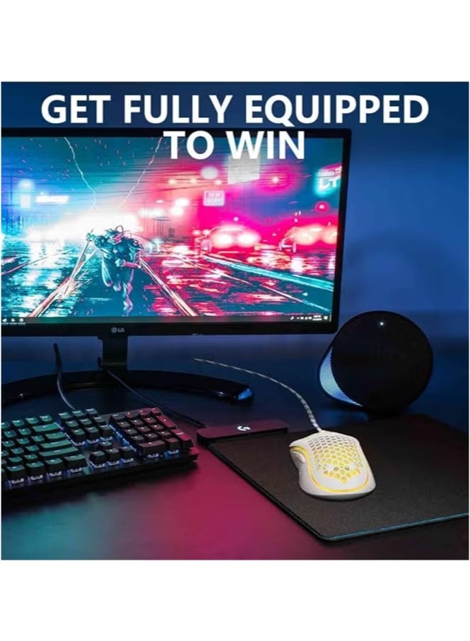 Wired Gaming Mouse with Adjustable DPI up to 7200, RGB Backlit – Lightweight and Ergonomic USB Computer Mouse with High-Precision Optical Sensor for PC, Mac, and Laptop – White - Image 4