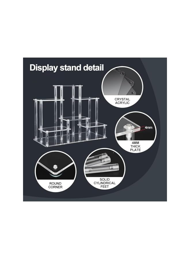 The Bros حامل عرض أكريليك بارتفاع 6 طبقات رف شفاف منظم عطور طاولة أكريليك لعرض الكب كيك والحلويات وجامع الشمبانيا والشخصيات التفاعلية وفنكو بوب حامل عرض متعدد الطبقات - Image 3
