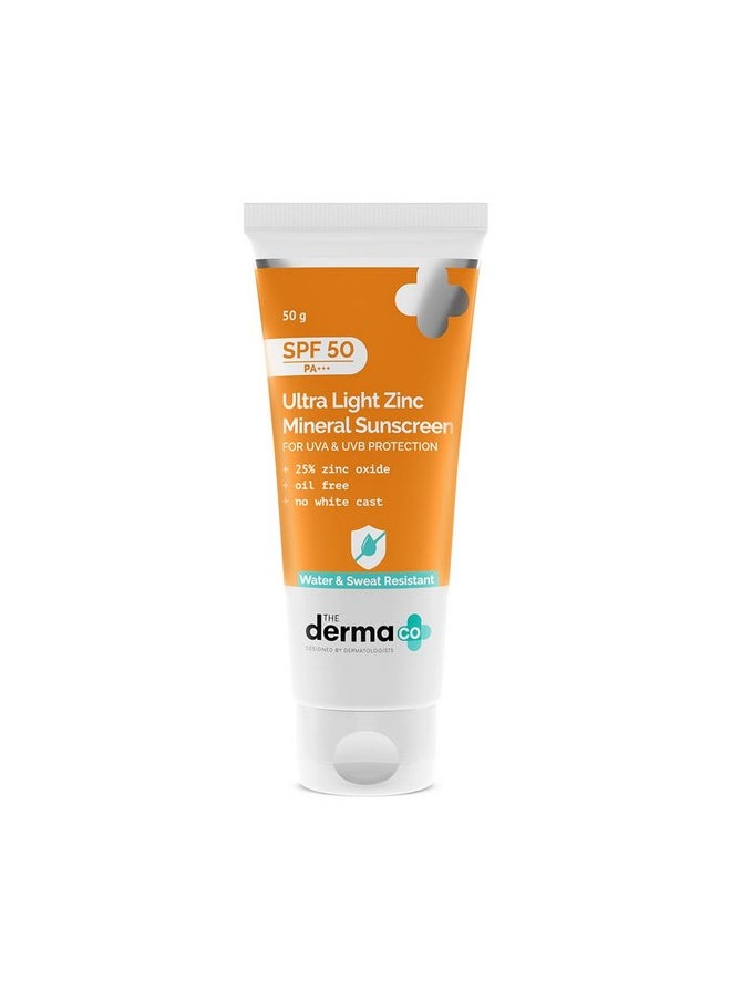 ذا ديرما كو واقي من الشمس خفيف للغاية يحتوي على معدن الزنك مع عامل حماية من الشمس SPF 50 Pa+++ للحماية من الأشعة فوق البنفسجية واسعة النطاق والضوء الأزرق لجميع أنواع البشرة 50 جم  - Image 1
