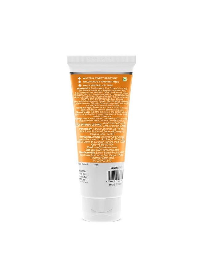 ذا ديرما كو واقي من الشمس خفيف للغاية يحتوي على معدن الزنك مع عامل حماية من الشمس SPF 50 Pa+++ للحماية من الأشعة فوق البنفسجية واسعة النطاق والضوء الأزرق لجميع أنواع البشرة 50 جم  - Image 2