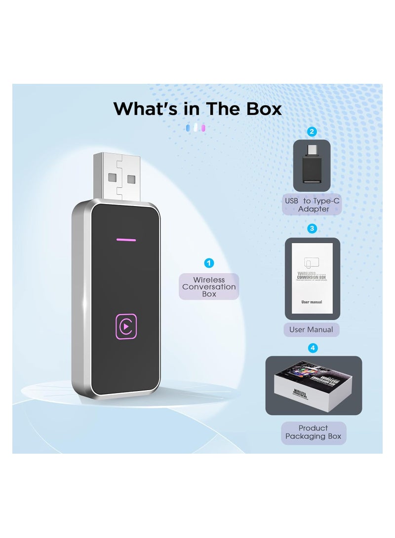 Wireless CarPlay Adapter for 2016+ Vehicles, Plug and Play, Low Latency, Stable Connection, Wired to Wireless CarPlay Converter, Supports Online Updates. - Image 2