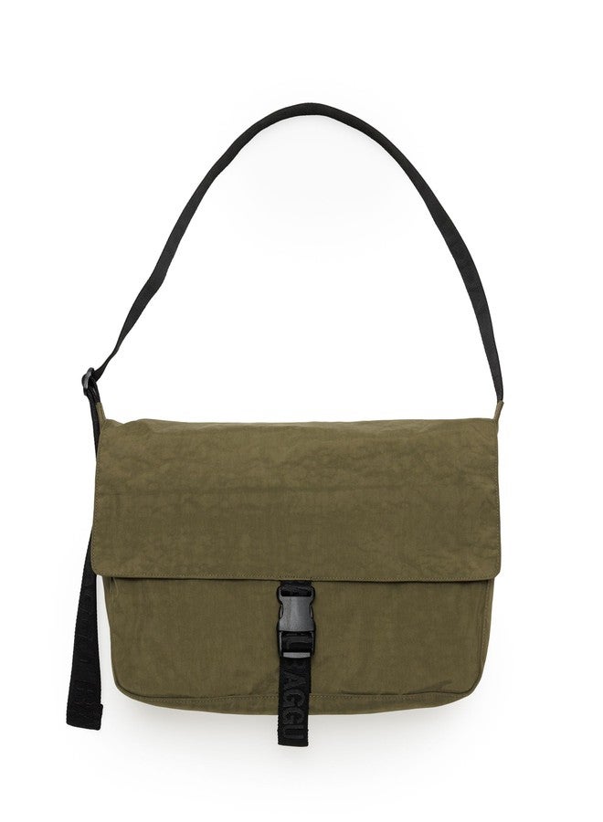 BAGGU Nylon Messenger Bag, Seaweed - Image 1