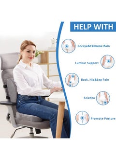 HQ-GAMING Memory Foam Seat Cushion and Lumbar Support Pillow Combo for Office Chairs Car Seat Wheelchair Non-Slip Cushion & Comfort Back Pillow for Coccyx Sciatica Lower Back Pain Relief (Grey)  - Image 2
