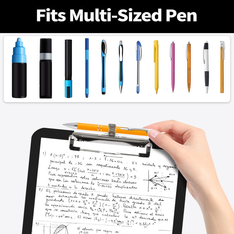 Sooez Plastic Clipboard with Pen Holder, [10% Thicker] Clip Boards 8.5x11 with Low Profile Clip, Cute Hanging Clipboard, Standard Letter Size A4 for Women Kid Teacher, Office & School Supplies, White - Image 3