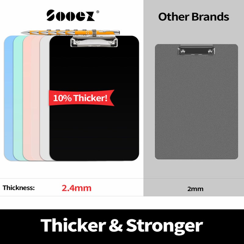 Sooez Plastic Clipboard with Pen Holder, [10% Thicker] Clip Boards 8.5x11 with Low Profile Clip, Cute Hanging Clipboard, Standard Letter Size A4 for Women Kid Teacher, Office & School Supplies, White - Image 2