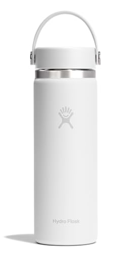 Hydro Flask Water Bottle Insulated Stainless Steel Wide Mouth Flex Lid Non Spill Leakproof and Refillable in 20 Oz Tonal White - Image 1