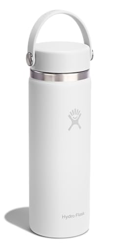 Hydro Flask Water Bottle Insulated Stainless Steel Wide Mouth Flex Lid Non Spill Leakproof and Refillable in 20 Oz Tonal White - Image 3