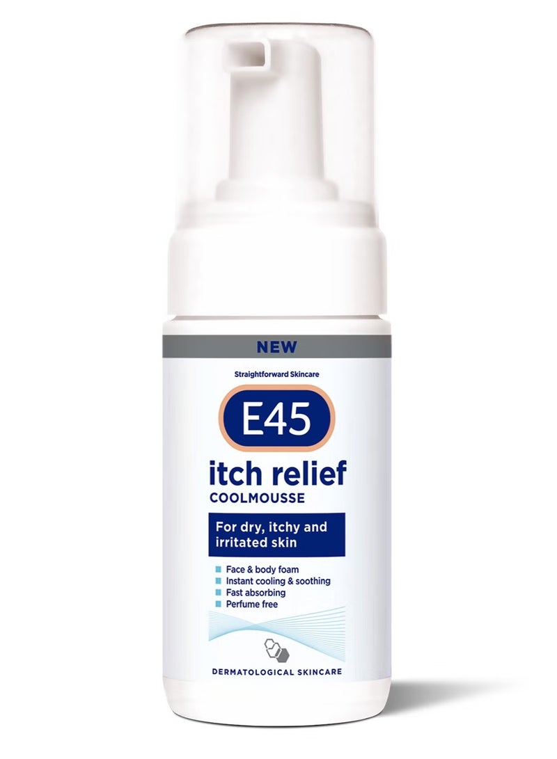 e45 Itch Relief Coolmousse Instant Cooling and Soothing Face and Body Foam for Dry Itchy and Irritated Skin 100 ml