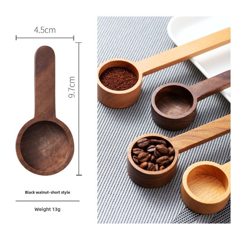 Wooden Coffee Spoon Black Walnut Long Short Handle Coffee Bean Spoon Measuring Spoon Powder Seasoning Measuring Wood Spoon Tea Spoon Black Walnut-Short (PP bag) 