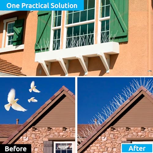 Eightiz (Pack of 9) New Sharp Bird and Pigeon Spikes, Pigeon Control Spikes Anti Bird Plastic Spikes for AC Balcony Railing Window Home Protection from Pigeon Dog Monkey Crow Kabootar Transparent - Image 2