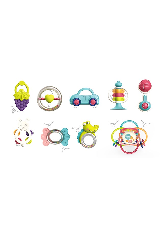 COGNIKIDS 9-Piece Baby Rattle & Teether Set With Manhattan Ball – Soft Bpa-Free Teething Toys For Newborns | Sensory Development Rattles For Infants 0–12 Months In Carry Case - Image 2