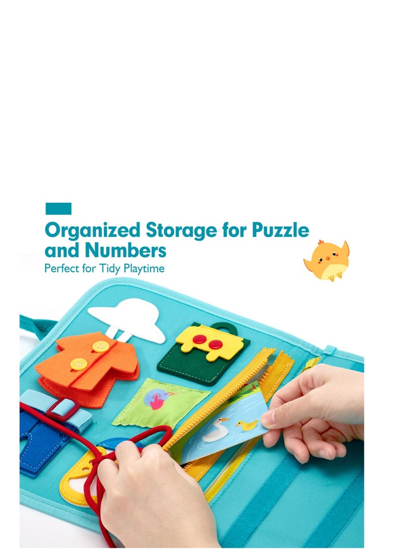 Excefore Busy Board for Toddlers, Boys Girls Montessori Toys, Sensory Activity Board for Learning Toys, 9 in 1 Preschool Learning Activities Toddler Travel Toys, Montessori Toys for Fine Motor Skills - Image 5