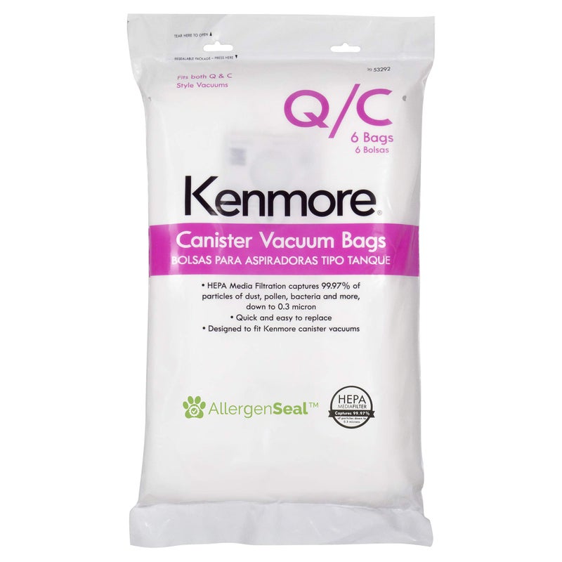 Kenmore 53292 Type Q HEPA Replacement Dust Bags for Canister Vacuum 81214, 81414, 81714, 21814, BC2005, BC3005, BC3006, 81615, BC4039, BC7005, 6 Count (Pack of 1) - Image 1