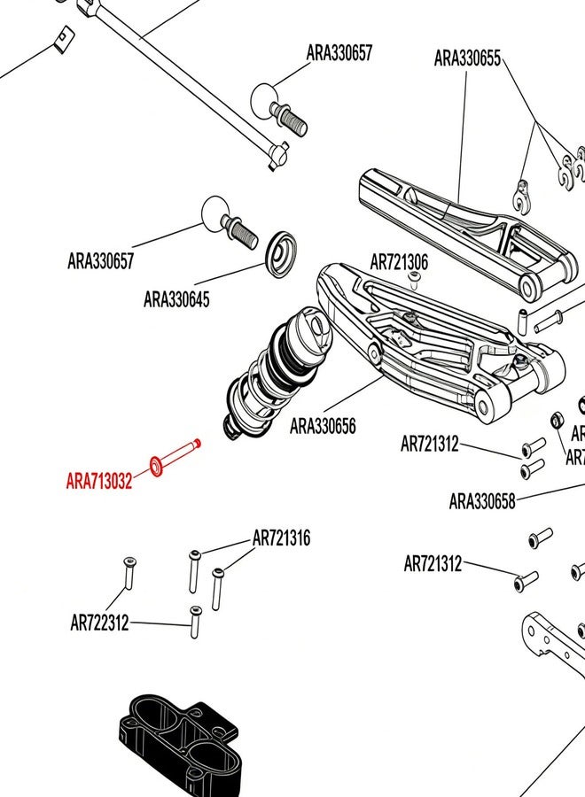 ZRRC TC4 Titanium Shock Mount Pin Set ARA713032 M3x33MM for Arrma 6S 1/8 Kraton/Notorious/Outcast/Talion 1/7 Fireteam/Big Rock, Shock Damper Suspension Pins - Image 4