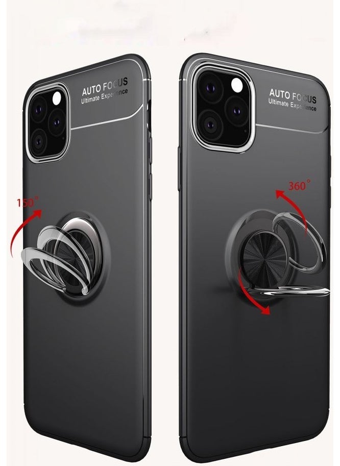 Nevarium - Apple iPhone 11 Pro Case with Ring Silicone Range - Black-Gold - Image 1