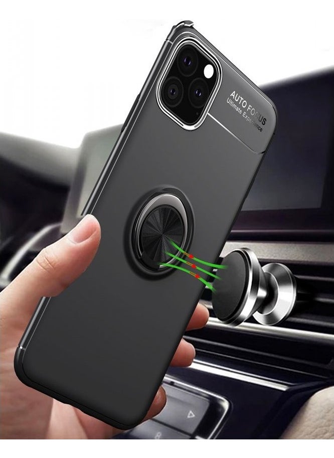 Nevarium - Apple iPhone 11 Pro Case with Ring Silicone Range - Black-Gold - Image 1