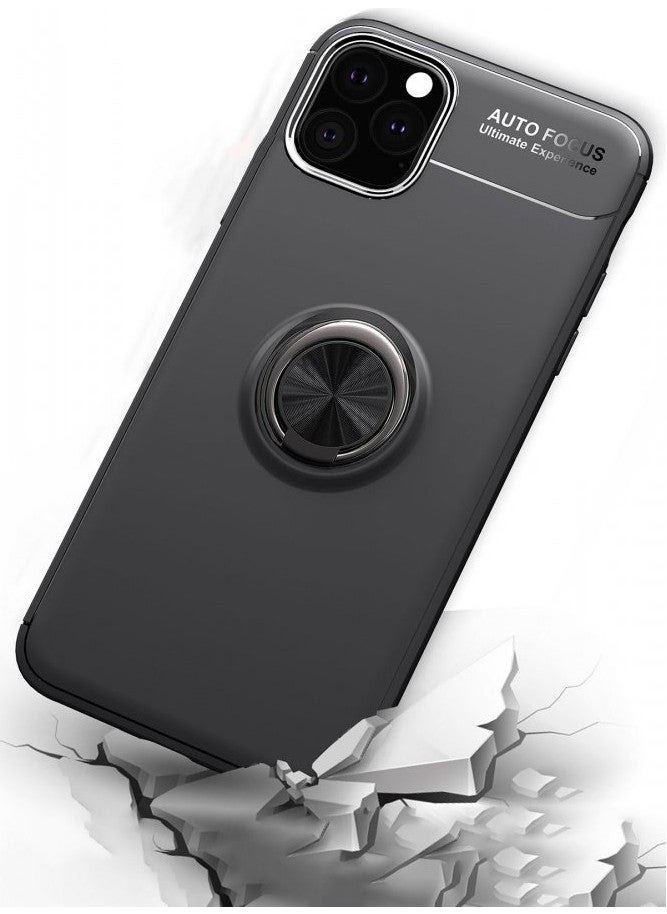 Nevarium - Apple iPhone 11 Pro Case with Ring Silicone Range - Black-Gold - Image 1