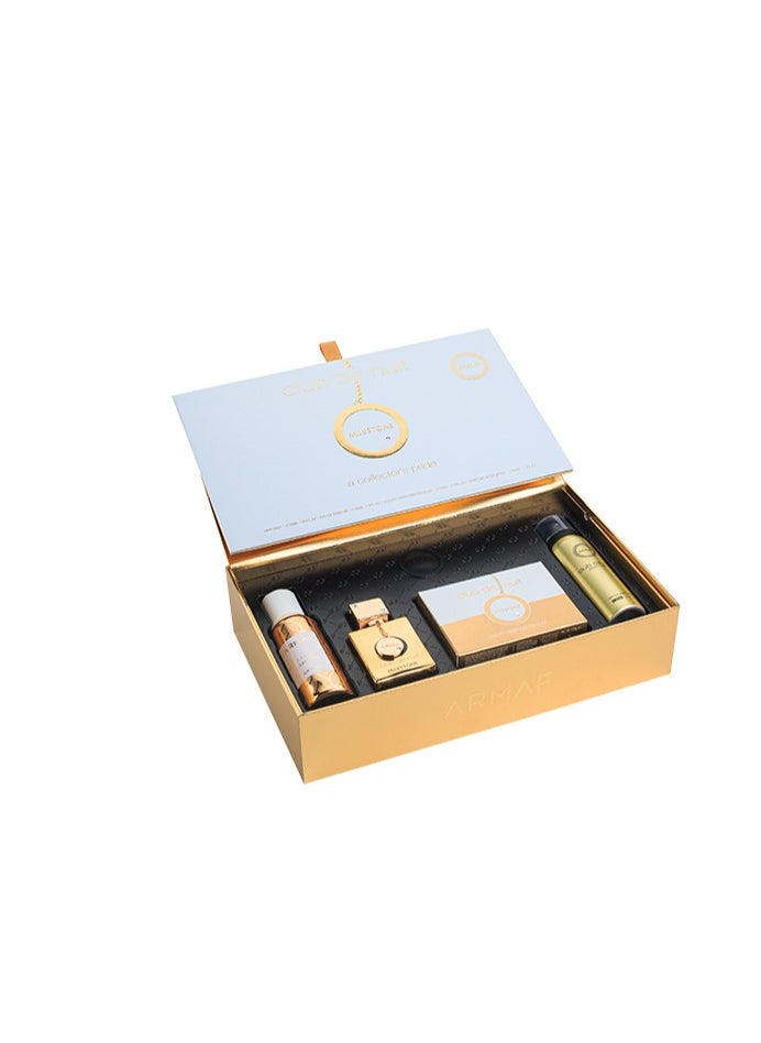 Armaf Armaf Club De Nuit Milestone 4 Pieces Gift Set For Unisex, Eau De Parfum 105ml, Perfume Body Spray 50ml, Shampoo 250ml, Shower Gel 100ml, perfumes for men & women  - Image 1