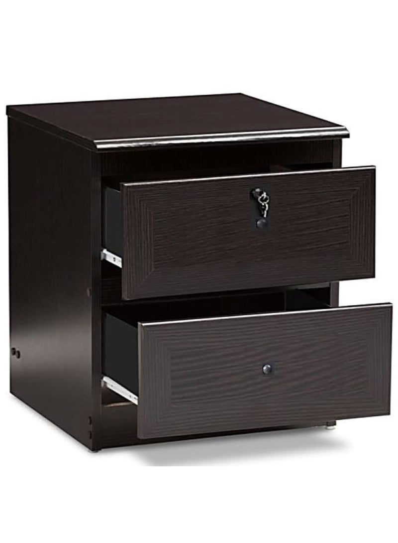 AL WADI FURNITURE AWF Al Wadi Furniture Bedside Table, Night Stand Table with Lockable Key Drawer,Easy Assembly Wenge 40 x 40 x 45 cm, SideTable  - Image 2