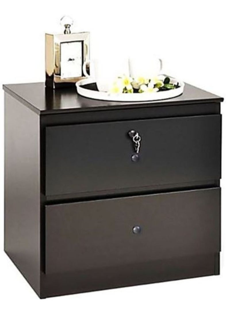 AL WADI FURNITURE AWF Al Wadi Furniture Bedside Table, Night Stand Table with Lockable Key Drawer,Easy Assembly Wenge 40 x 40 x 45 cm, SideTable  - Image 3