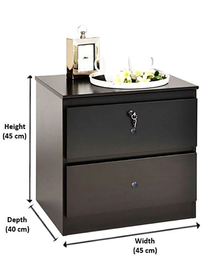 AL WADI FURNITURE AWF Al Wadi Furniture Bedside Table, Night Stand Table with Lockable Key Drawer,Easy Assembly Wenge 40 x 40 x 45 cm, SideTable  - Image 4