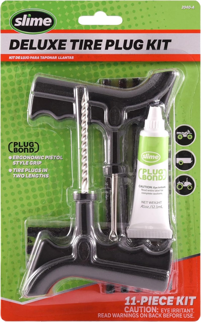 Slime Deluxe Tire Plug Kit - 11 Piece Set with Tools, Strings, and Glue for Tire Repair - Image 1