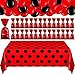 Sratte 73 Pcs Ladybug Birthday Party Decoration 54 x 108 Lady Bug Tablecloth 48 Red Candy Bags with Twist Ties 24 Latex Balloon for Themed Birthday Wedding Backdrop Supplies Red and Black - Image 4