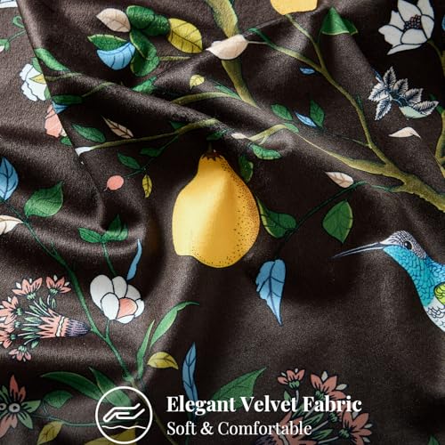 MUSSEL Brown Floral Pillow Covers 18x18 Set of 2, Velvet Wild Flower Plant Throw Pillows Case, Square Farmhouse Decor Cushion Covers for Home Sofa Bed Couch - Image 3