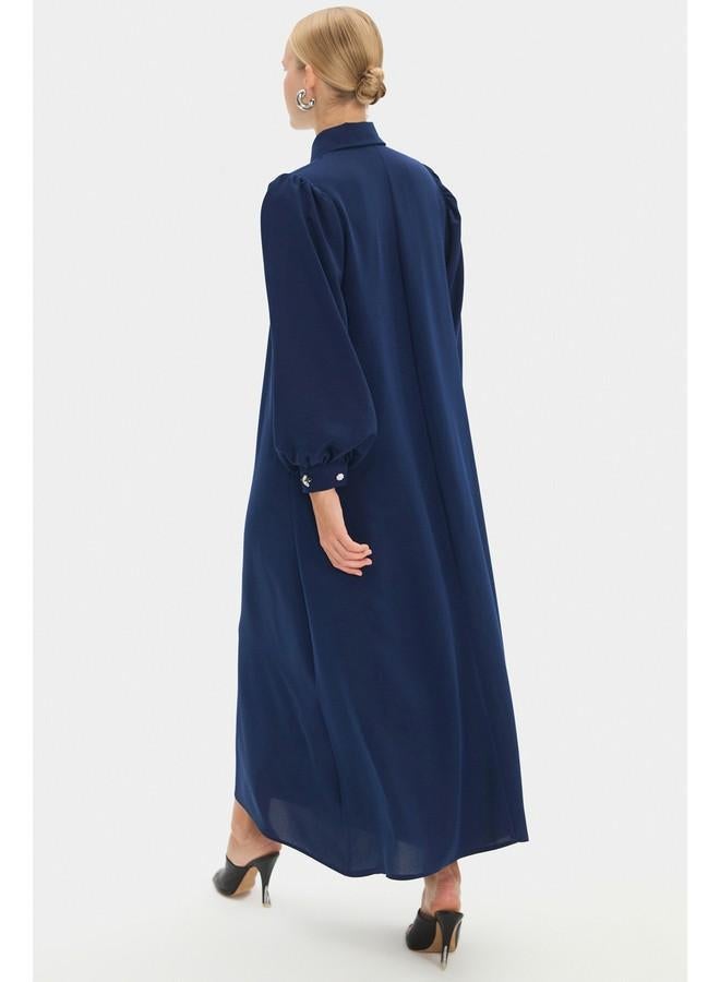 جون فستان ماكسي نسائي بأكمام بالون وربطة خصر من جوني - كحلي - Image 5