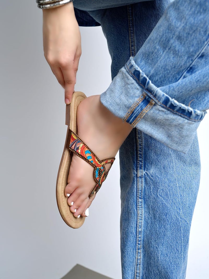 NZS Women’s Flat Slide Multi Sandals Open Toe Slip-On Flat with Cutout Strap Design & Comfortable Summer Slides for Casual Everyday Footwear-EU38 - Image 4