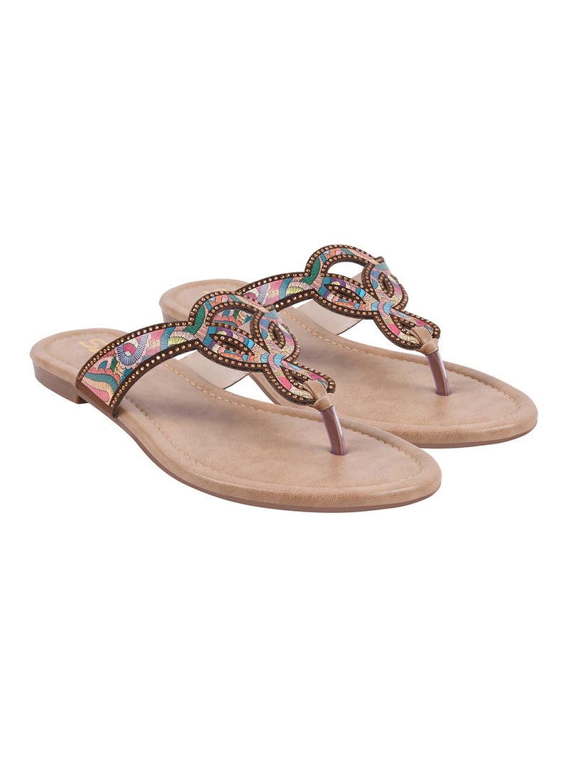 NZS Women’s Flat Slide Multi Sandals Open Toe Slip-On Flat with Cutout Strap Design & Comfortable Summer Slides for Casual Everyday Footwear-EU38 - Image 1