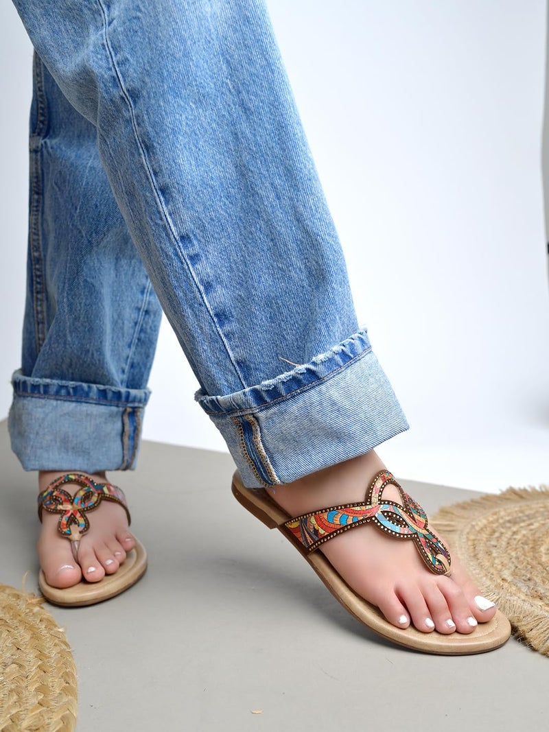 NZS Women’s Flat Slide Multi Sandals Open Toe Slip-On Flat with Cutout Strap Design & Comfortable Summer Slides for Casual Everyday Footwear-EU38 - Image 3