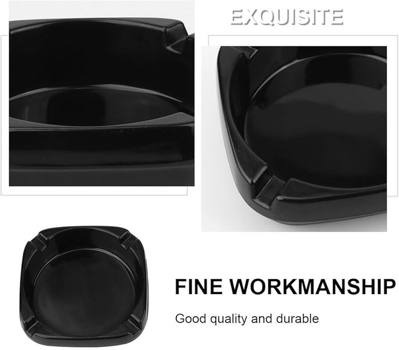 صينية سجائر سوداء مربعة من البورسلين المقلد للاستخدام الداخلي والخارجي في الفناء والحديقة - Image 4