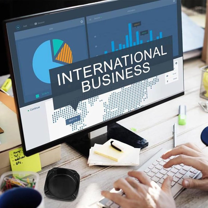 صينية سجائر سوداء مربعة من البورسلين المقلد للاستخدام الداخلي والخارجي في الفناء والحديقة - Image 2