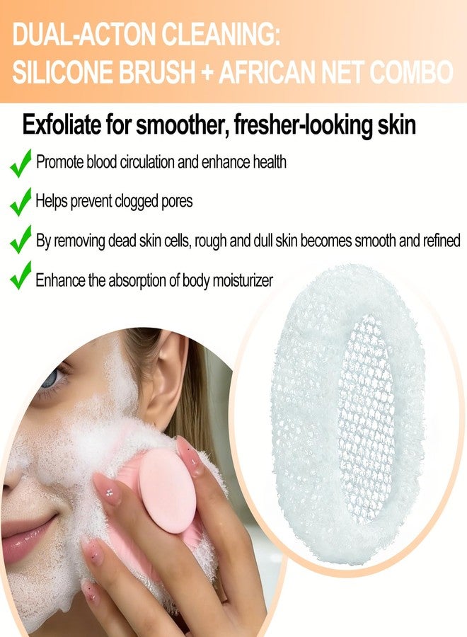 RamPula 2 Pcs African Net for RamPula Face Scrubber, Facial Exfoliation Sponge Exfoliating Shower Scrubber Skin Smoother, Nylon African Face Sponge Net Great for Daily Use - White - Image 2