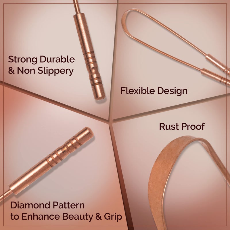 MasterMedi Tongue Scraper with Case Easy to Use Tongue Scraper for Adults, Tongue Cleaner for Oral Care & Hygiene (Copper Set of 2 (with Travel Case)) - Image 3
