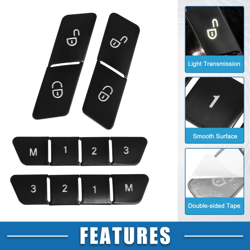 A ABSOPRO Car Seat Memory Door Lock Unlock Button Sticker Adjust Switch Button Trim Cover for Benz a Class 13-17 Black (Set of 12) - Image 4